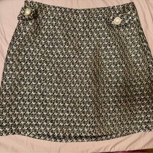 Topshop Black Gold and White Tweed Skirt